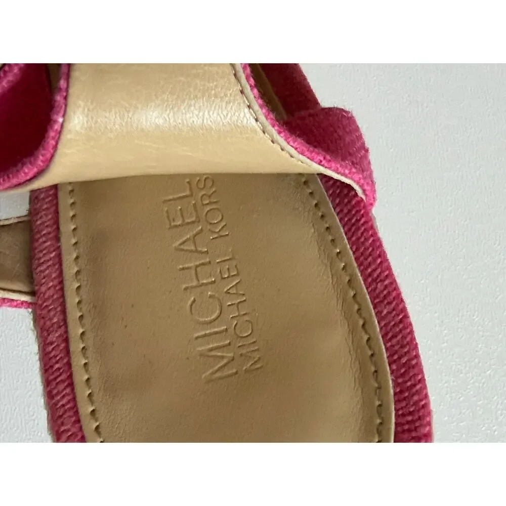 Michael Kors Women's Pink Berkley Platform Wedge Sandals Size 7